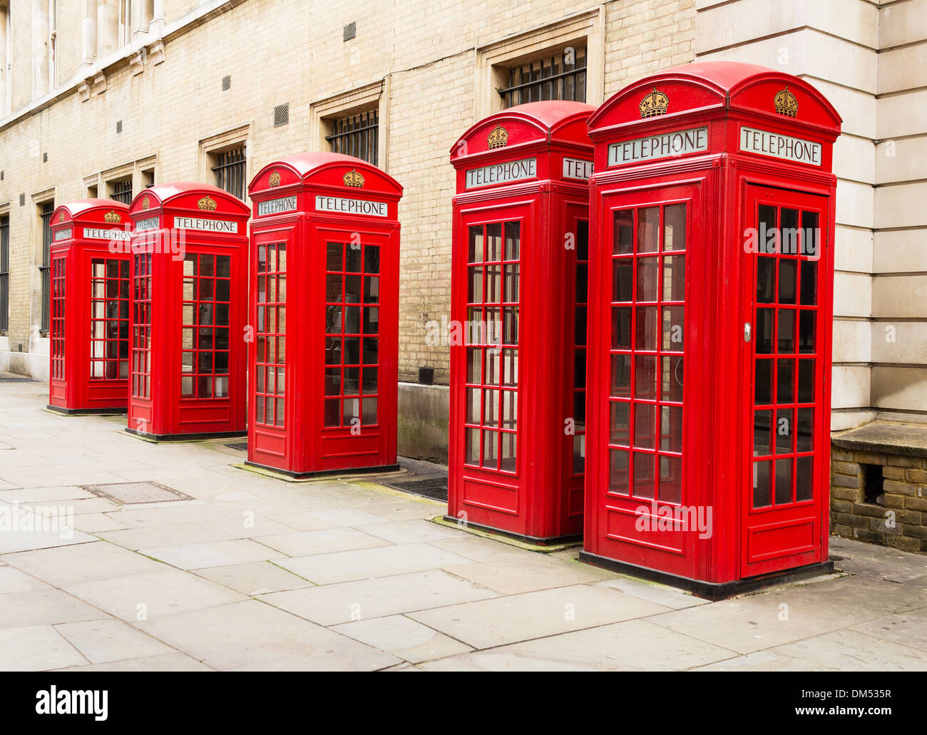 Typical red telephone boxes in London Stock Photo Alamy