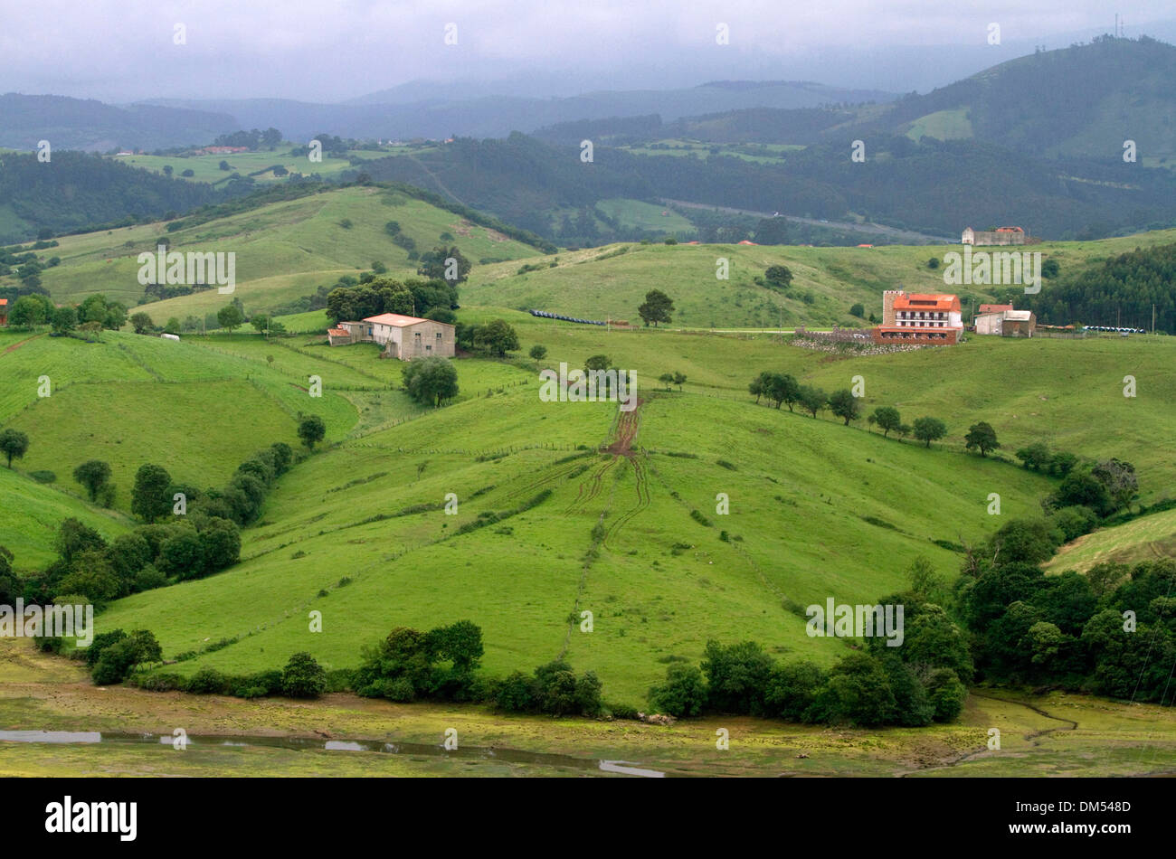 Spanish countryside near San Vicente de al Barquera, Cantabria, Spain. Stock Photo