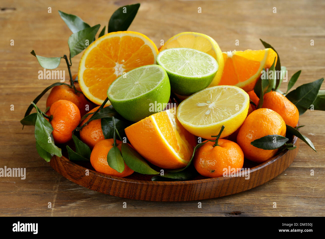 different types of citrus fruits (orange, lime, lemon, tangerine Stock