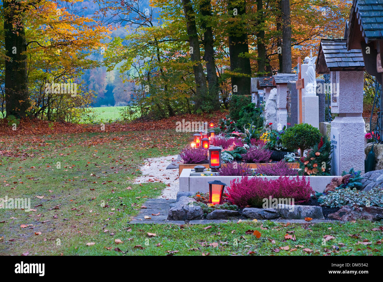 Bavaria Germany Upper Bavaria Anger forest cemetery cemetery Berchtesgaden country religion faith All Saints' Day cemetery Stock Photo