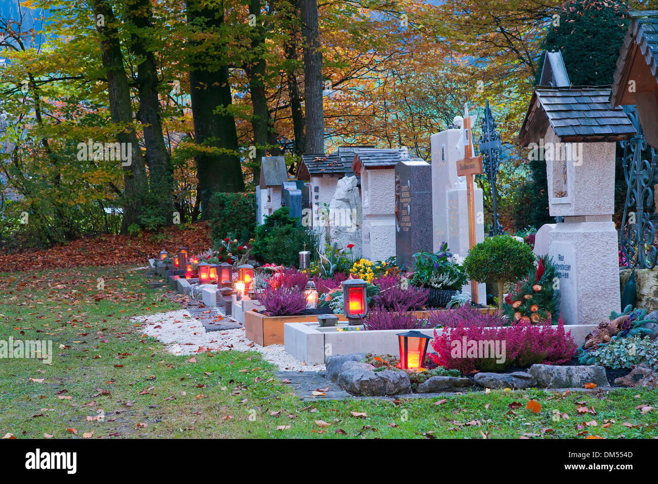 Bavaria Germany Upper Bavaria Anger forest cemetery cemetery Berchtesgaden country religion faith All Saints' Day cemetery Stock Photo