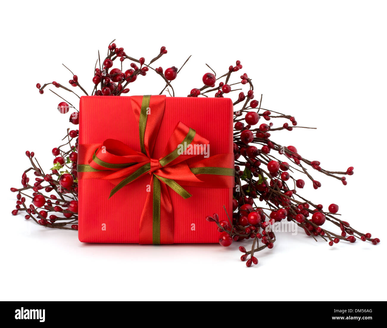 festive gift box isolated on white background Stock Photo - Alamy