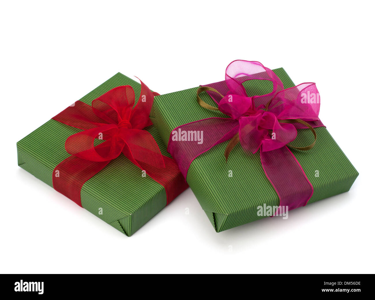 festive gift box stack isolated on white background Stock Photo - Alamy