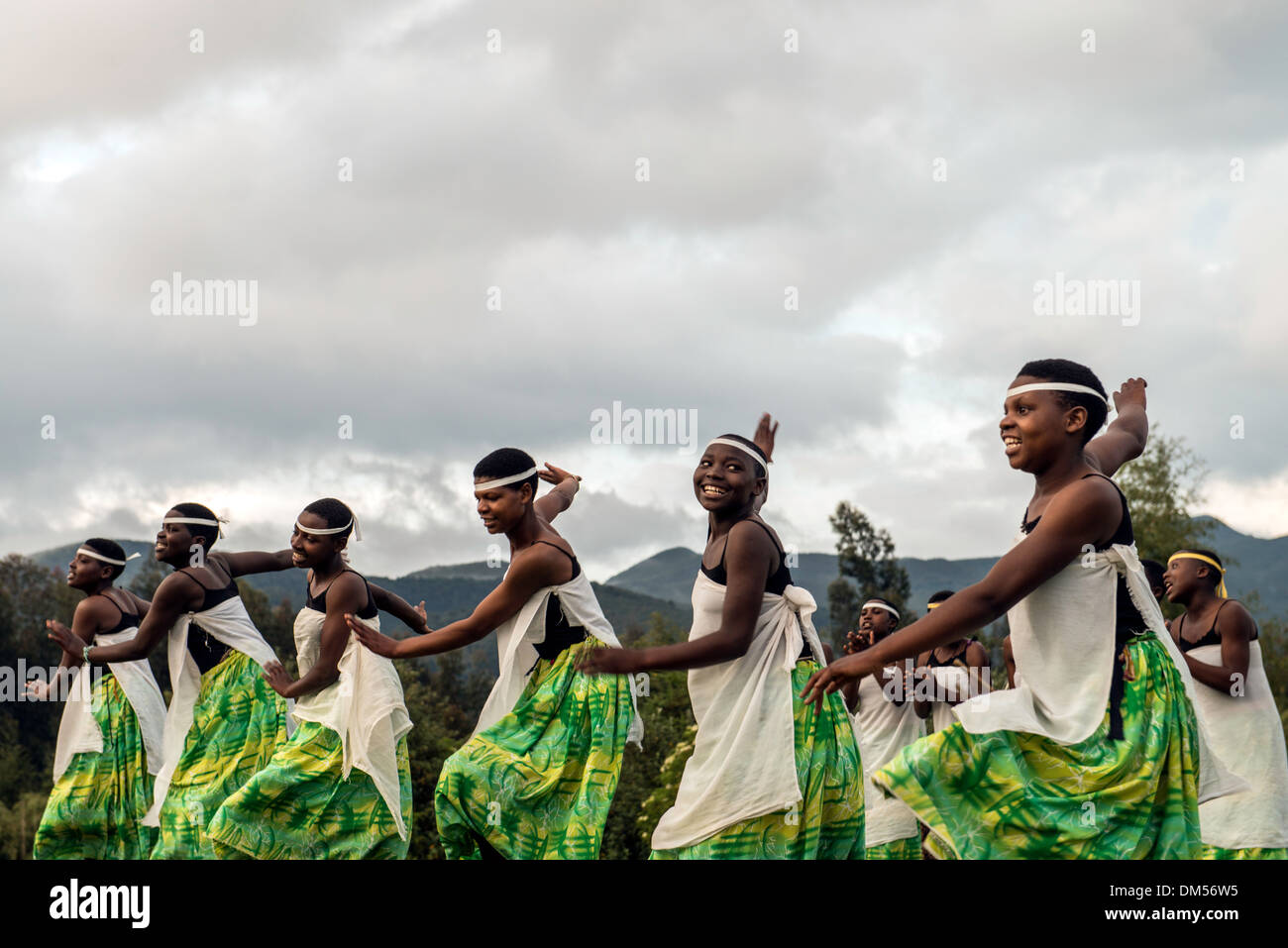 Traditional African dancers Volcanoes National Park Rwanda Africa Stock Photo