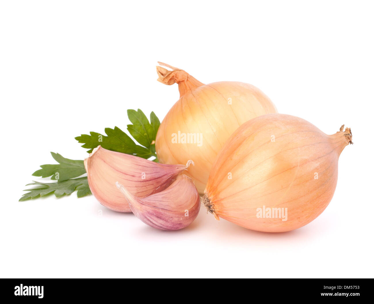 Onion and garlic clove isolated on white background Stock Photo - Alamy