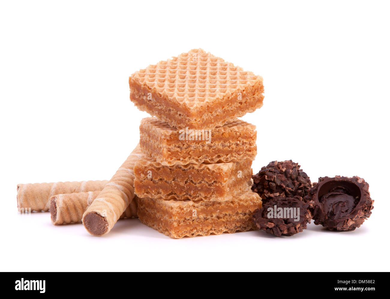 Wafers Or Honeycomb Waffles Isolated On White Background Stock Photo ...