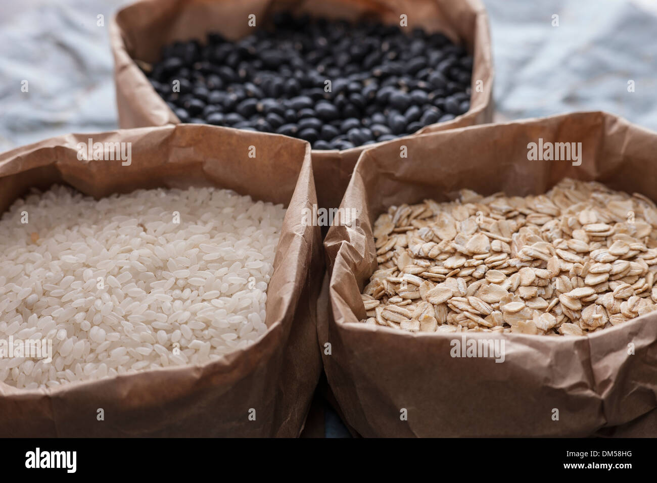 Oats, rice, and beans Stock Photo Alamy