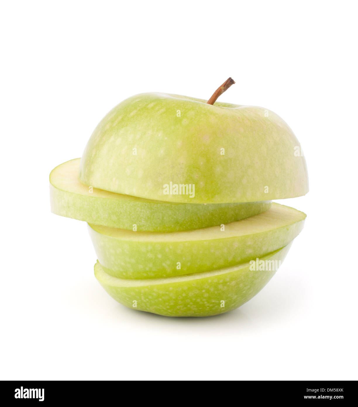 Green sliced apple isolated on white background cutout Stock Photo - Alamy