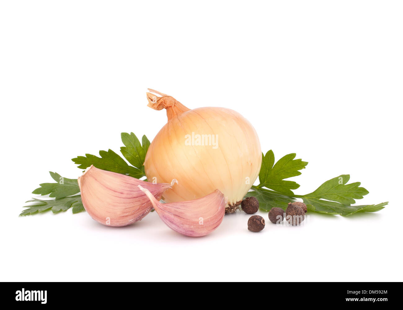 Onion and garlic clove isolated on white background Stock Photo - Alamy