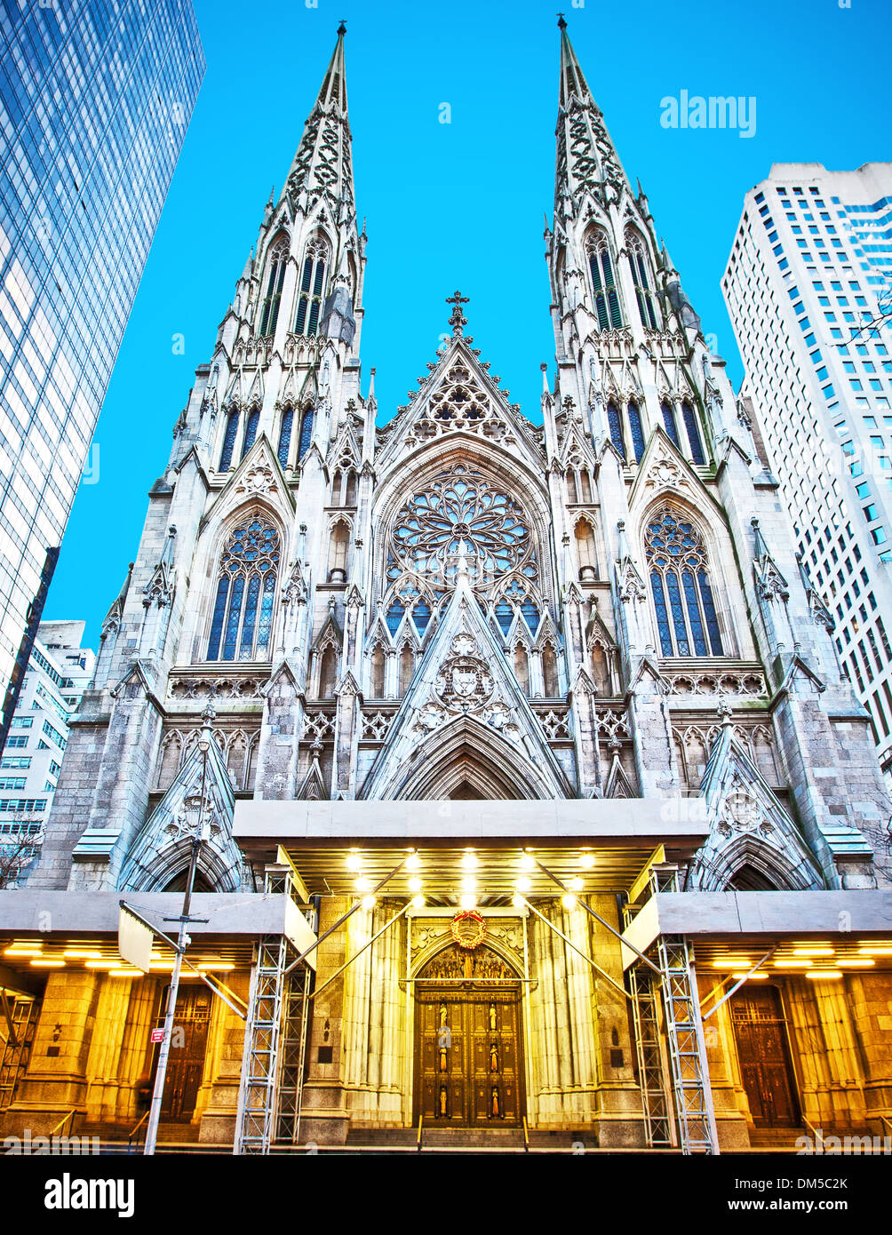 Exterior of St. Patrick's Cathedral in New York, New York. Stock Photo