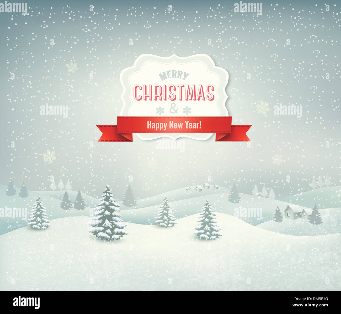Holiday christmas background with winter landscape. Vector Stock Photo ...