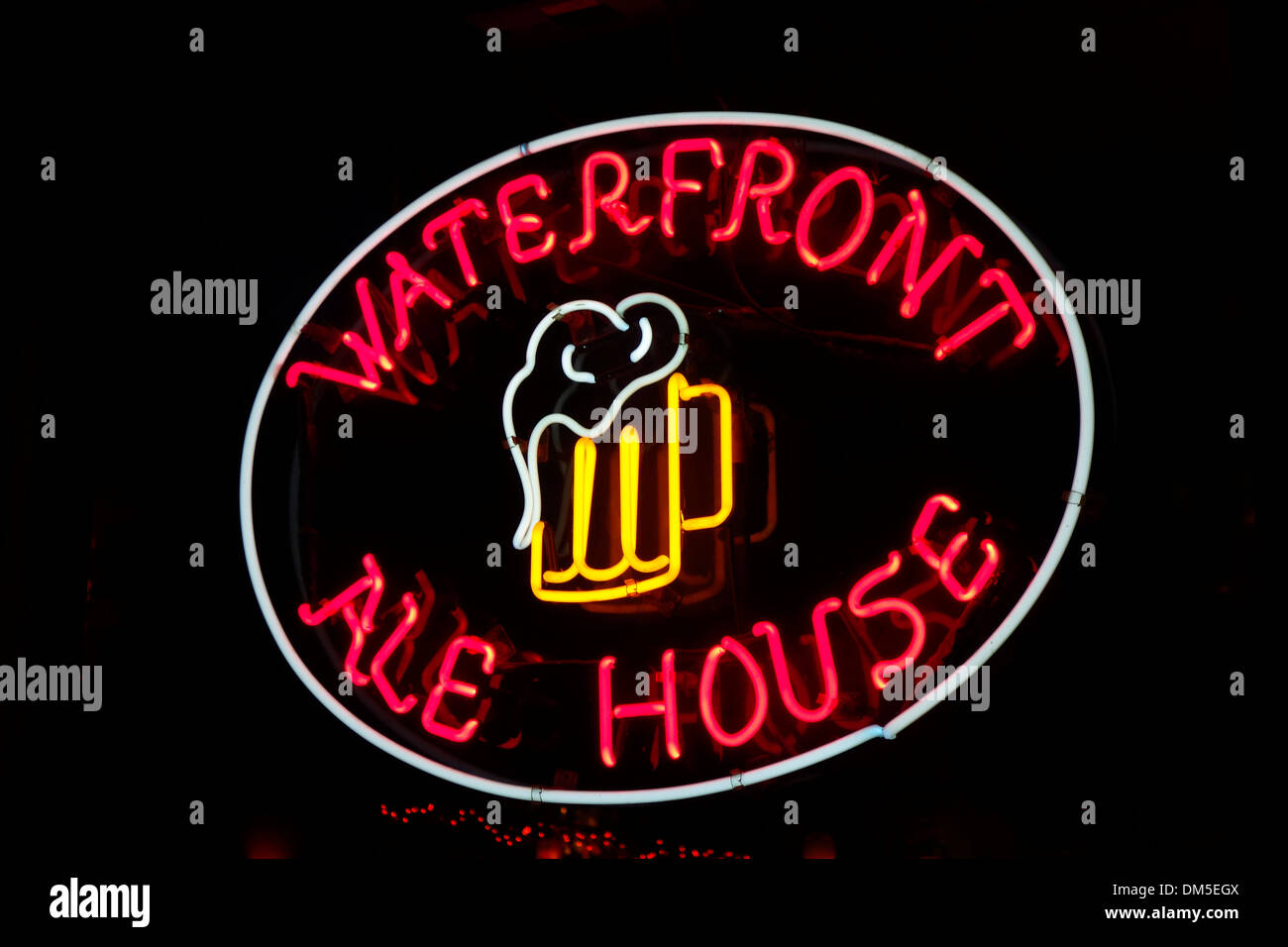 Waterfront ale house neon sign Stock Photo - Alamy