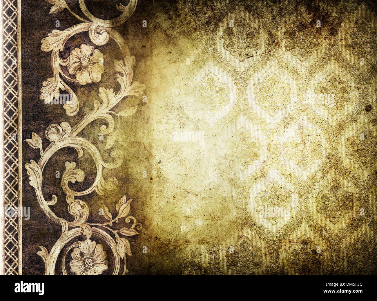 Grunge floral wallpaper background. Space for advertising copy Stock Photo