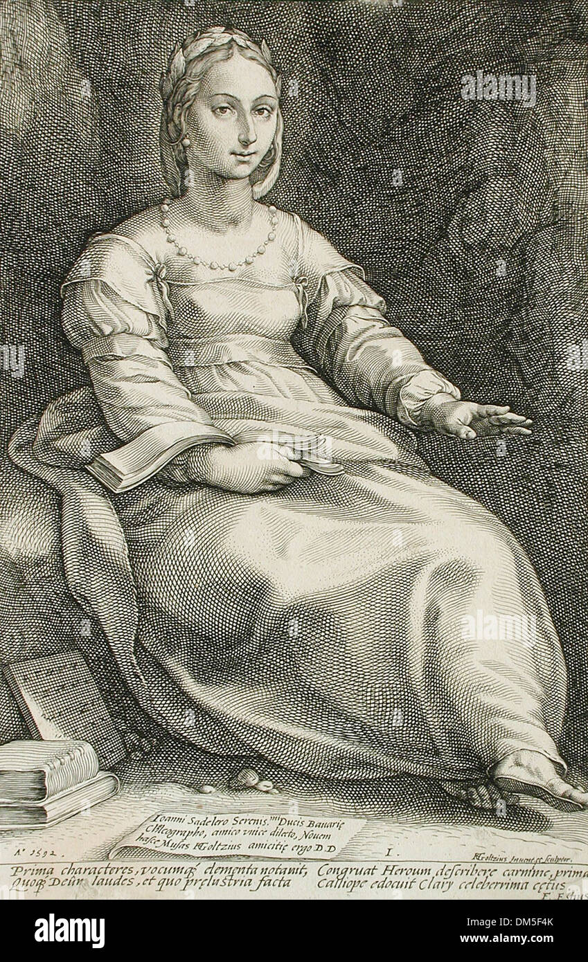This piece represents Calliope, the muse of epic poetry, depicted with ...