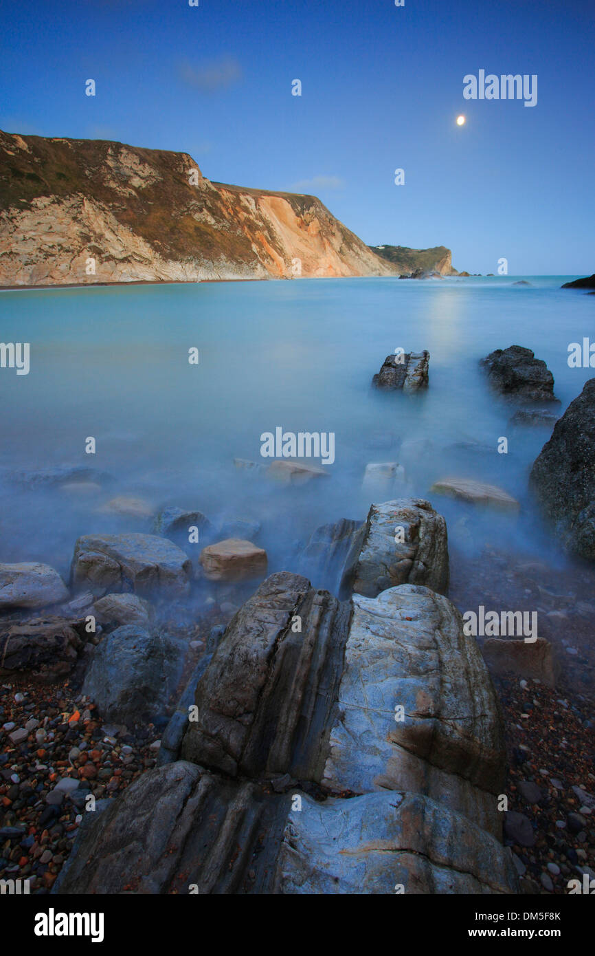 Evening bay Dorset Durdle Door England Europe erosion rock cliff rocky cliffs bodies of water Great Britain Jura Jurassic lime Stock Photo