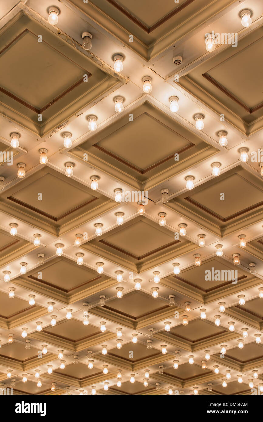 Old Historic Broadway Theater Marquee Ceiling Blinking Lights