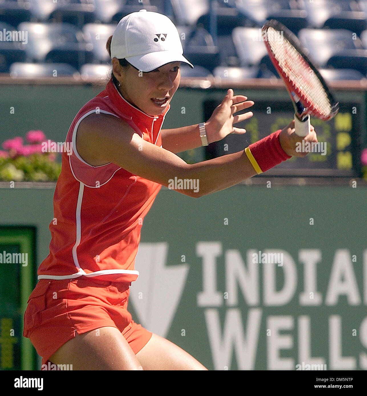 March 11, 2005; Indian Wells, CA, USA; WTA tennis pro SHINOBU ASAGOE during  a match at the 2005 Pacific Life Open at the Indian Wells Tennis Garden. Stock Photo
