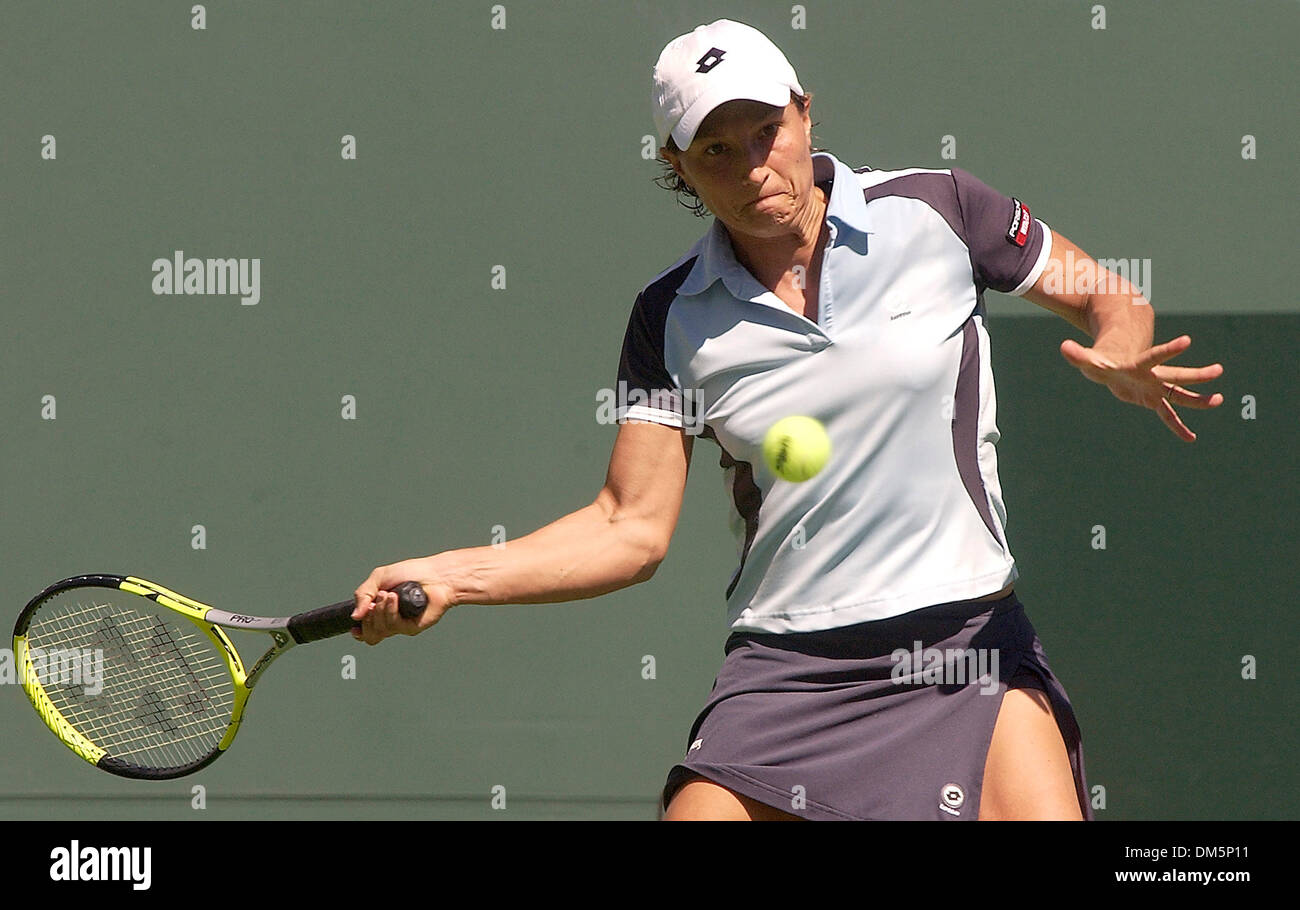 March 11, 2005; Indian Wells, CA, USA; WTA tennis pro TATHIANA GARBIN during  a match at the 2005 Pacific Life Open at the Indian Wells Tennis Garden. Stock Photo