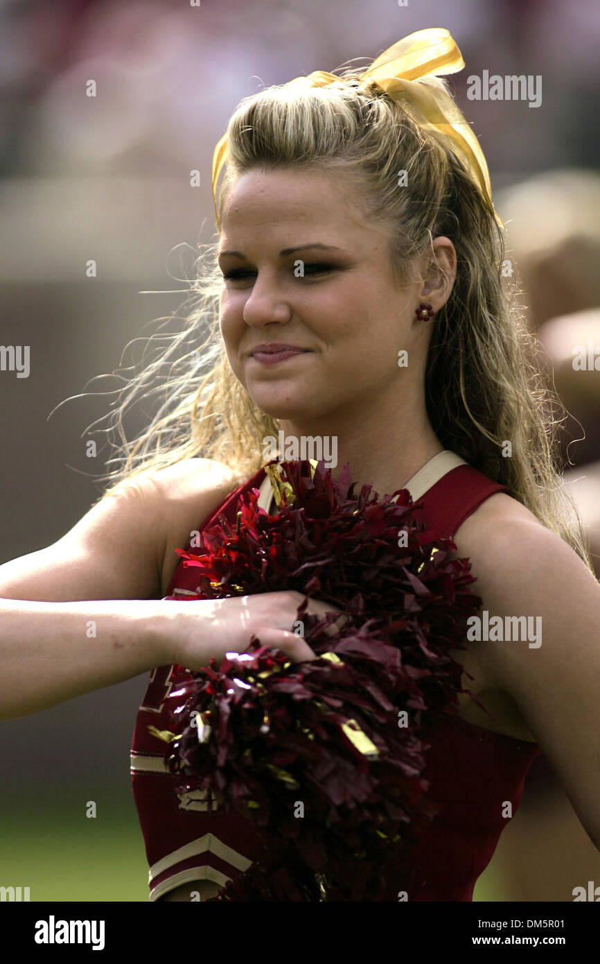 Nov. 21, 2009 - Tallahassee, Florida, U.S - 21 November 2009: A Florida State cheerleader cheers during the second half action in the game between the Florida State Seminoles and the Maryland Terrapins being played at Doak S. Campbell Stadium in Tallahassee, Florida.   .Mandatory Credit: Harrison Steg / Southcreek Global (Credit Image: © Southcreek Global/ZUMApress.com) Stock Photo