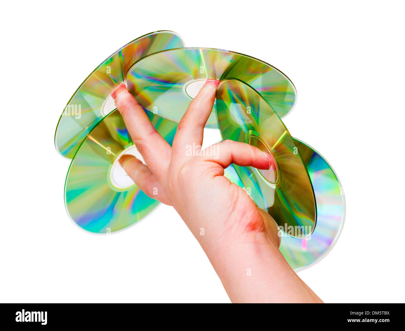 hand with a CD wearing on your fingers Stock Photo