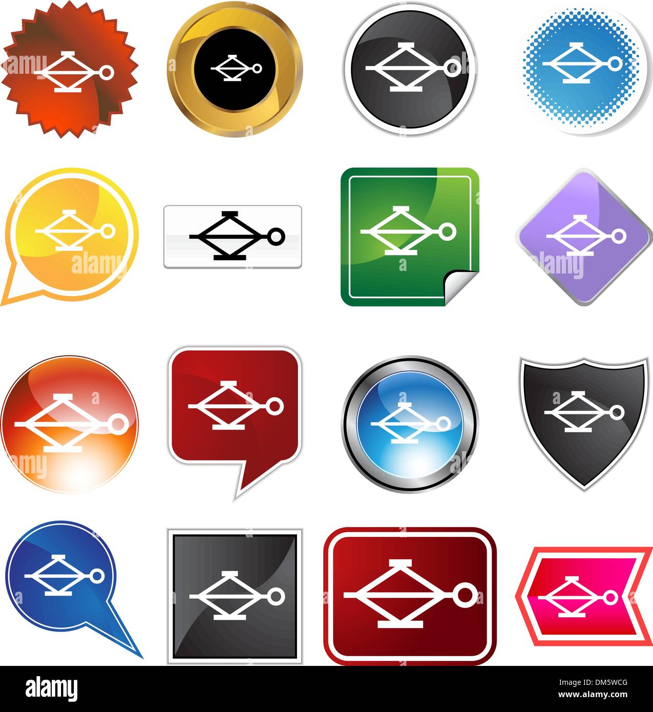 Tire Jack Icon Set Stock Vector