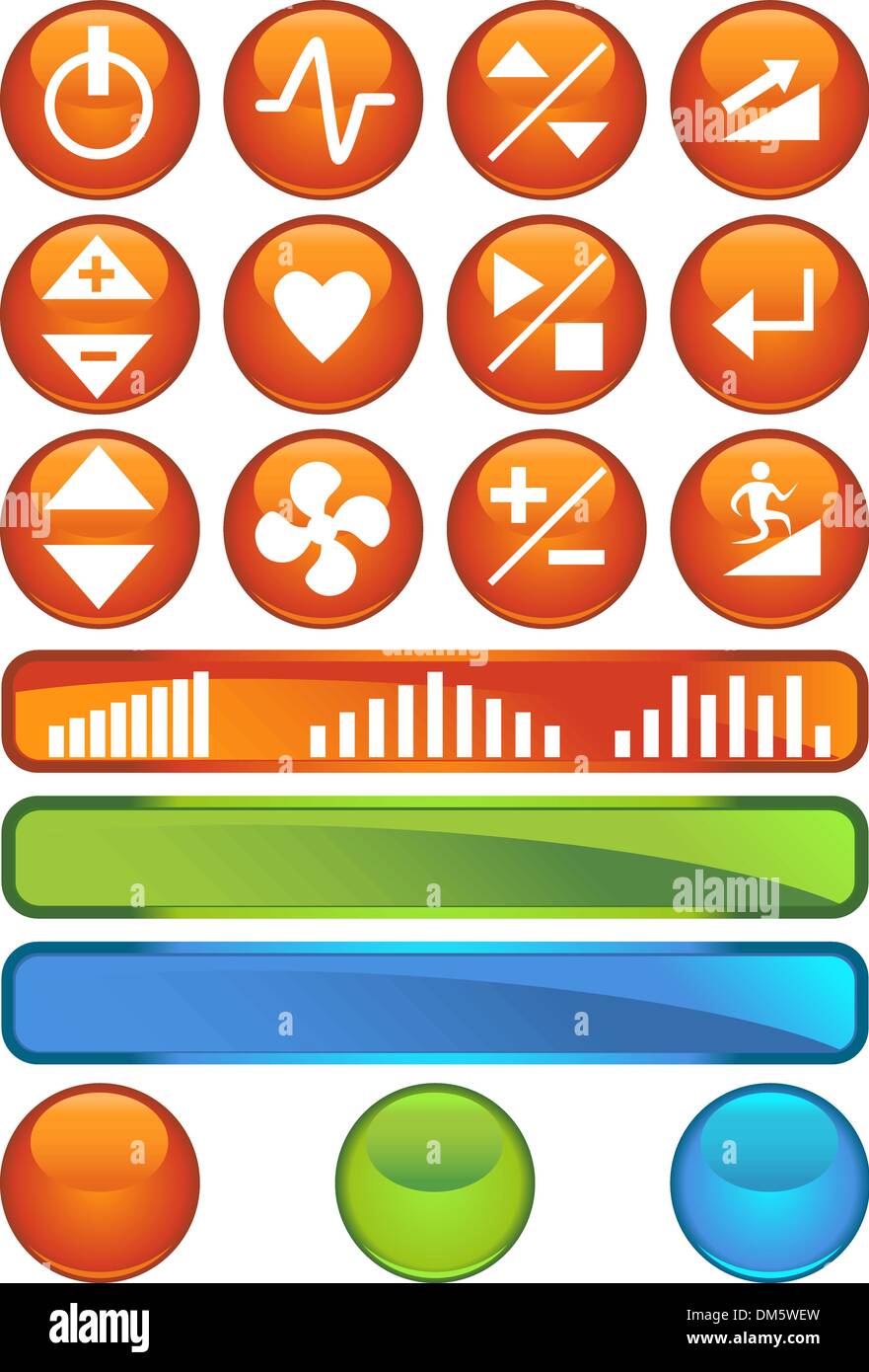 Treadmill Buttons: Shiny Round Set Stock Vector Image & Art - Alamy