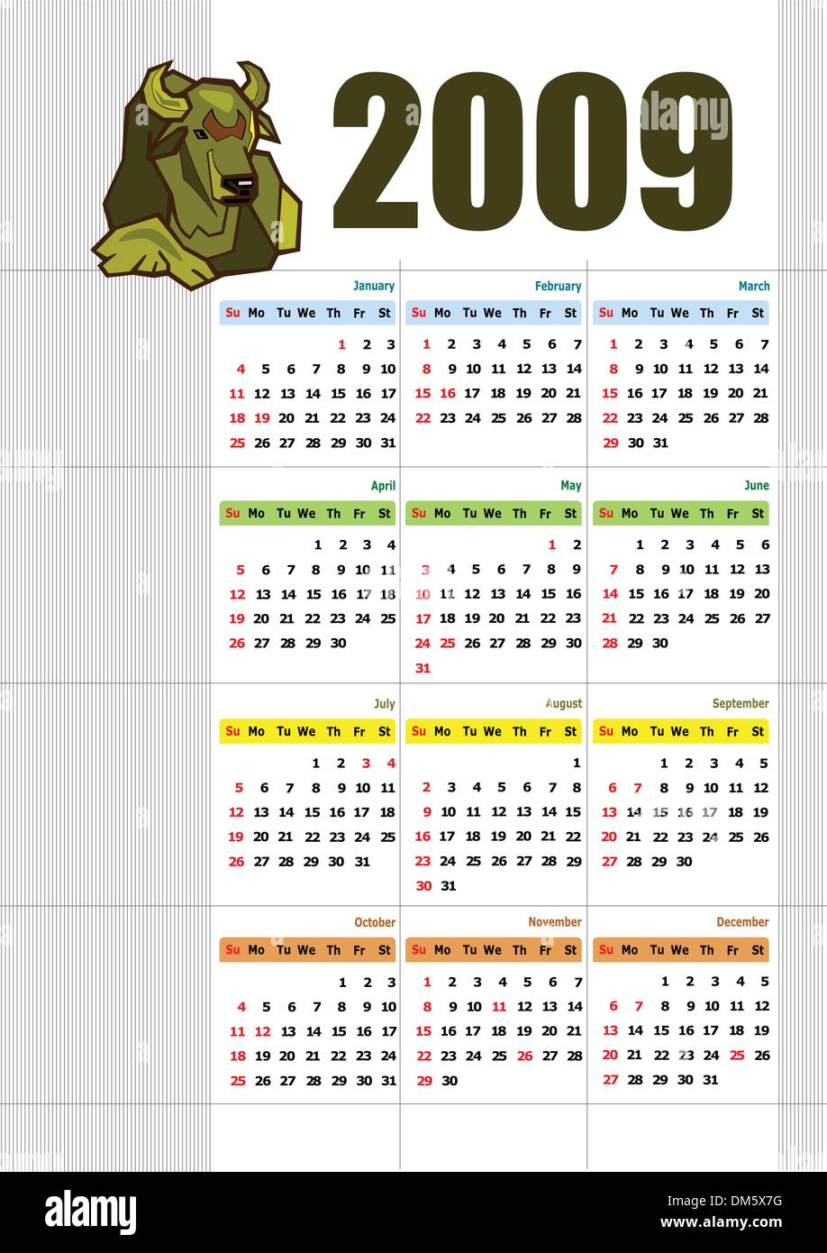 Calendar 2009 Stock Vector Images - Alamy