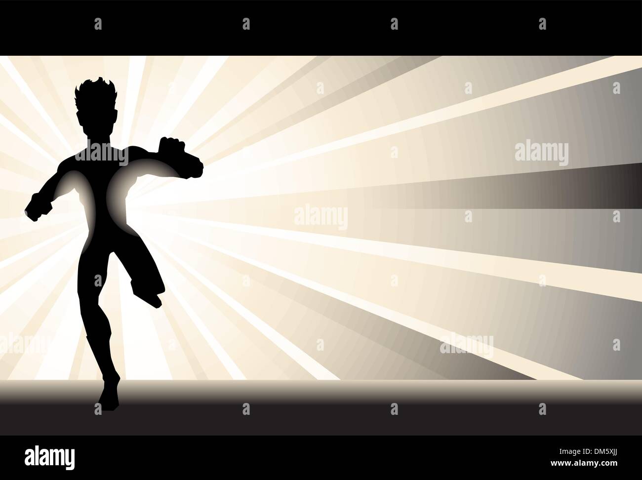 Captain Heroic - Black and White Stock Vector