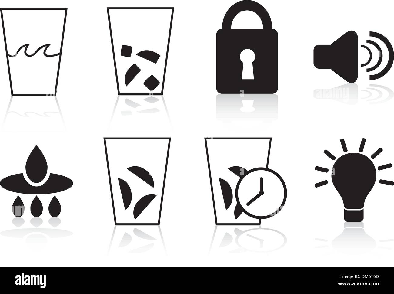 Refrigerator Icons: Black Set Stock Vector