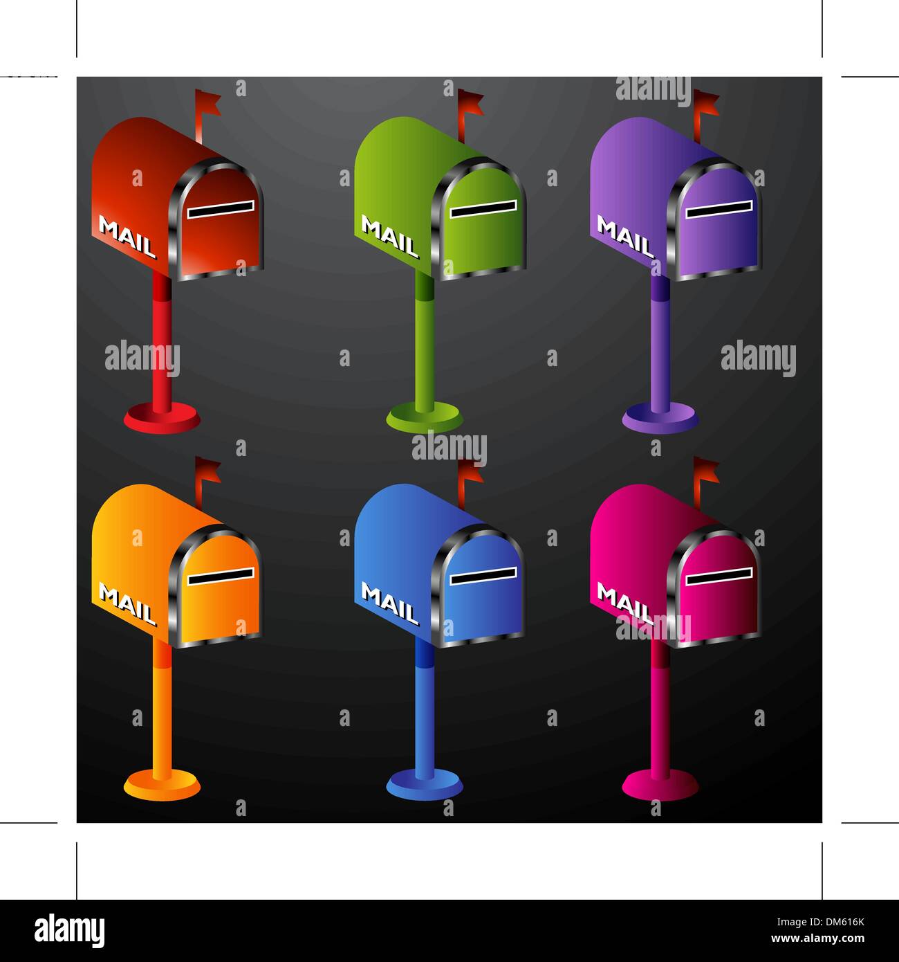 Mailbox Icon Set Stock Vector