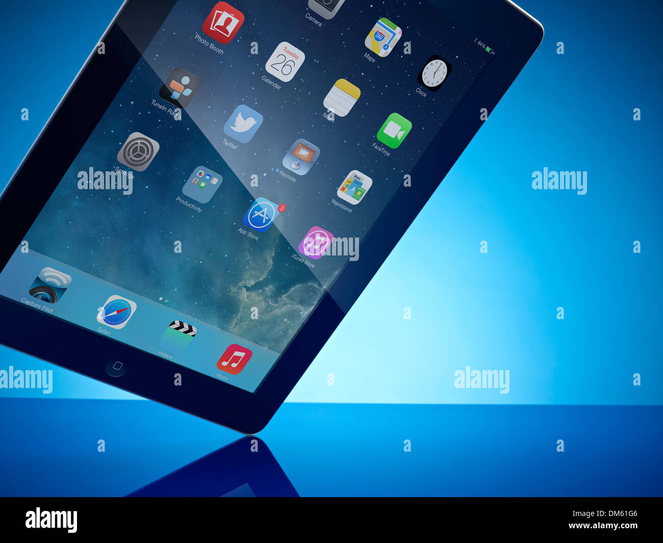 Apple Ipad 2 on a blue background Stock Photo
