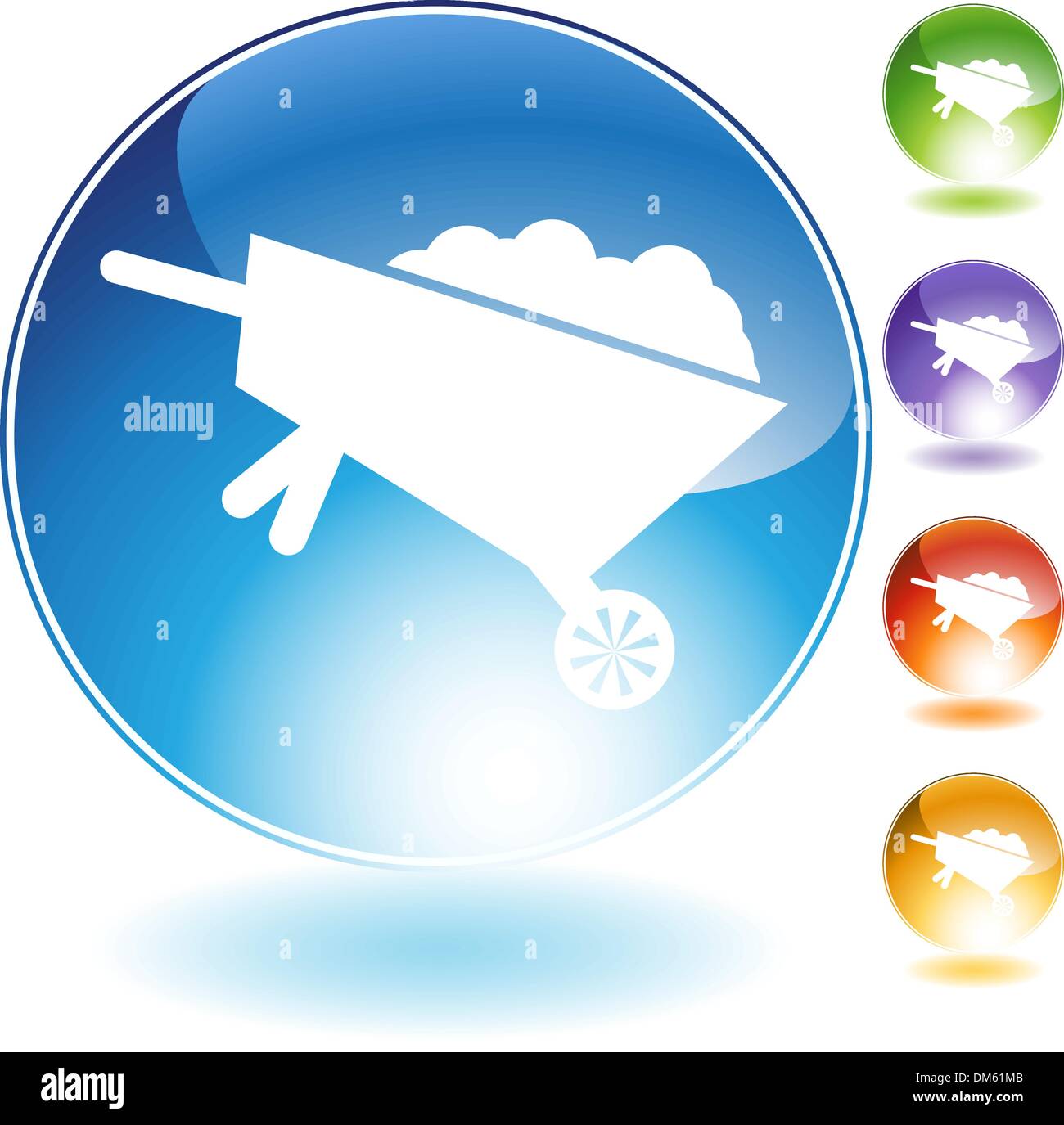Wheelbarrow Crystal Icon Stock Vector