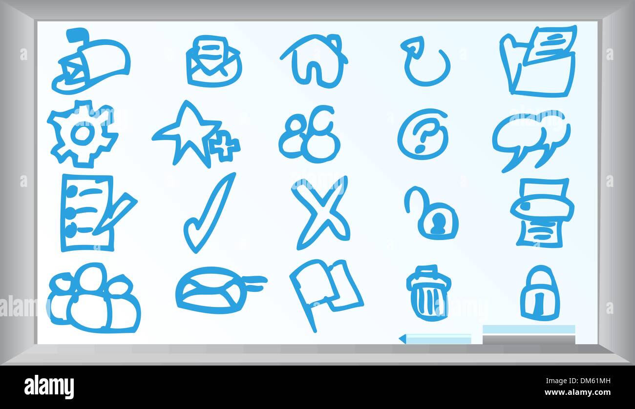 White Board with Icons Stock Vector