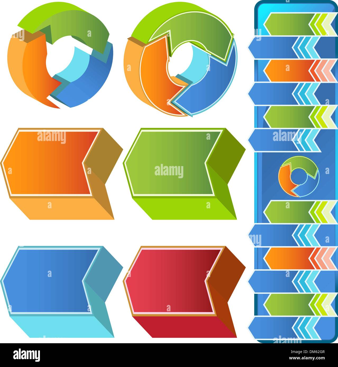 Chevron Circular 3D Menu Icons Stock Vector