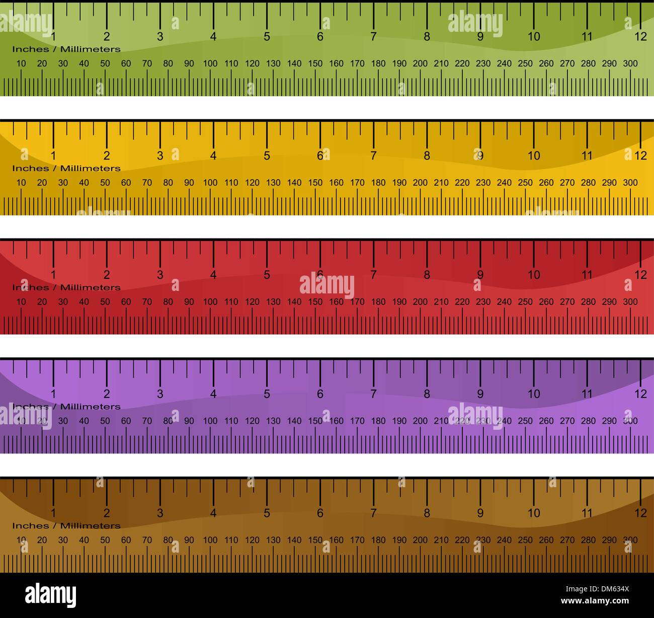 Millimeter Inch Ruler Set Stock Vector