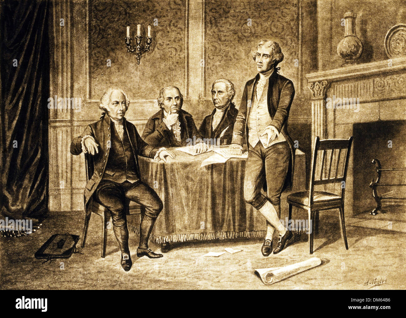 Vintage print depicting leaders of the Continental Congress Stock Photo - Alamy
