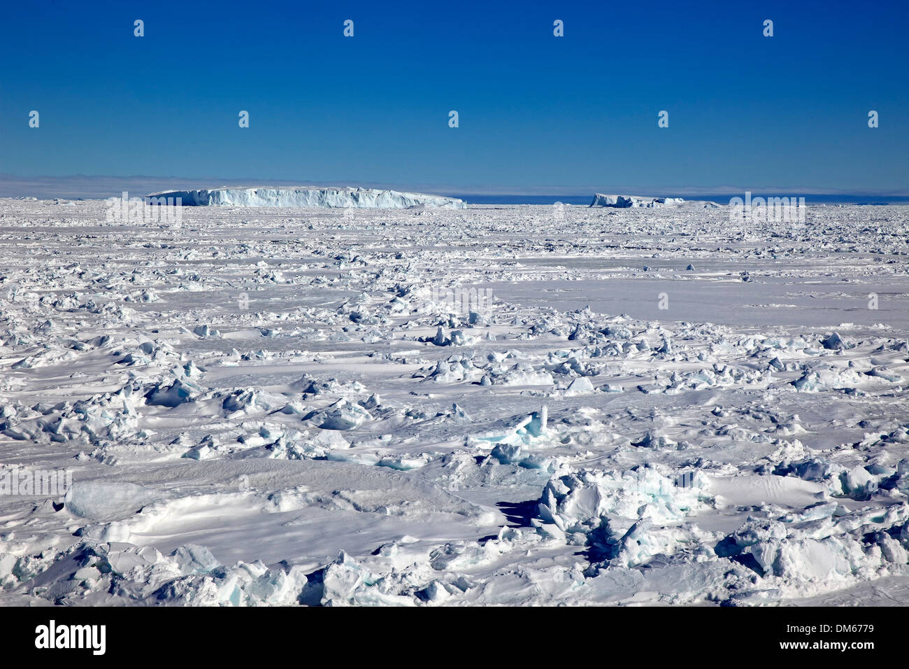 Icy landscape, pack ice, Weddell Sea, Antarctica Stock Photo