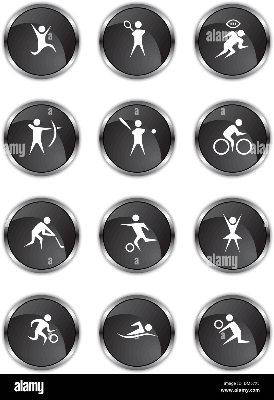 Athletic Buttons - Black Satin Stock Vector