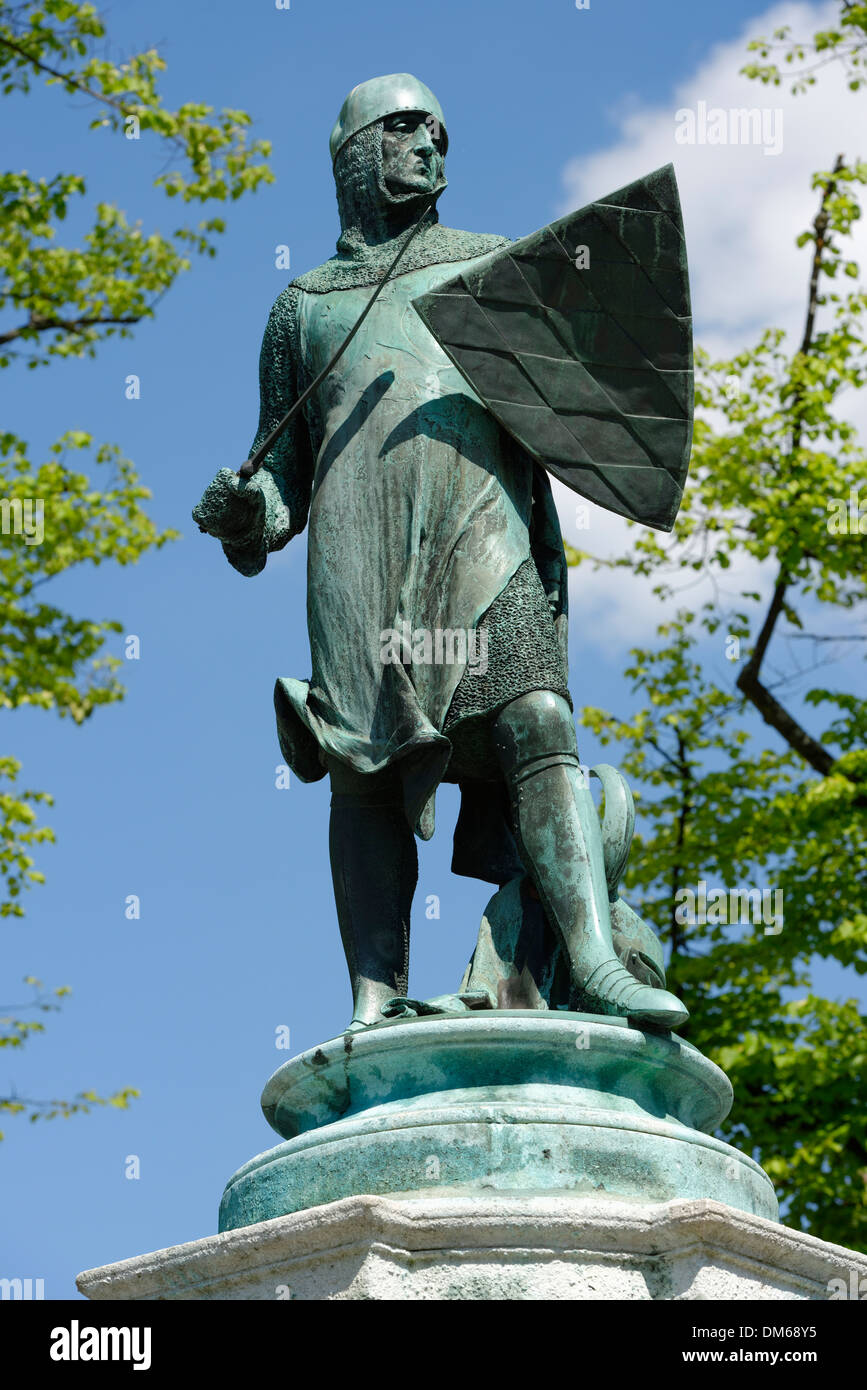 Monument of Emperor Louis IV, the Bavarian, Ingolstadt, Upper Bavaria, Bavaria, Germany Stock Photo