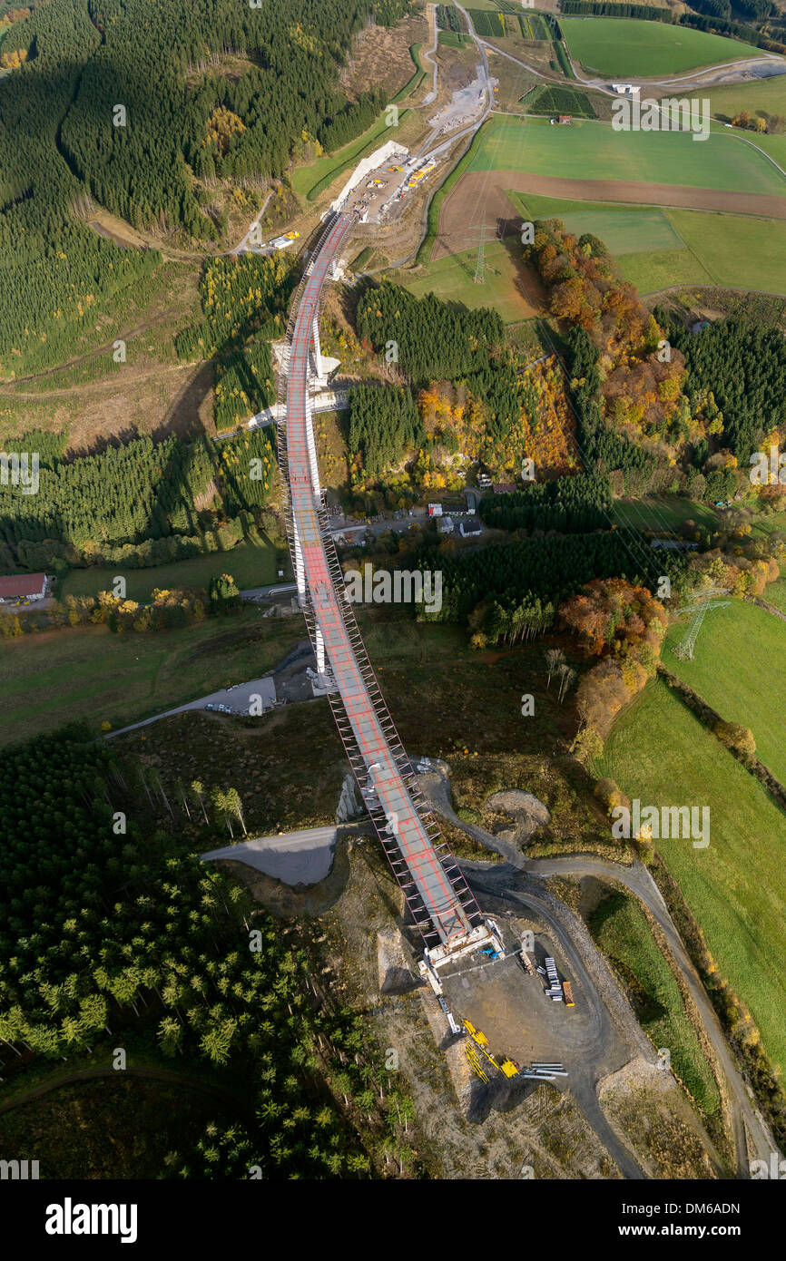 Talbrücke Nuttlar bridge, under construction, tallest bridge in North Rhine-Westphalia, Sauerland area, North Rhine-Westphalia Stock Photo