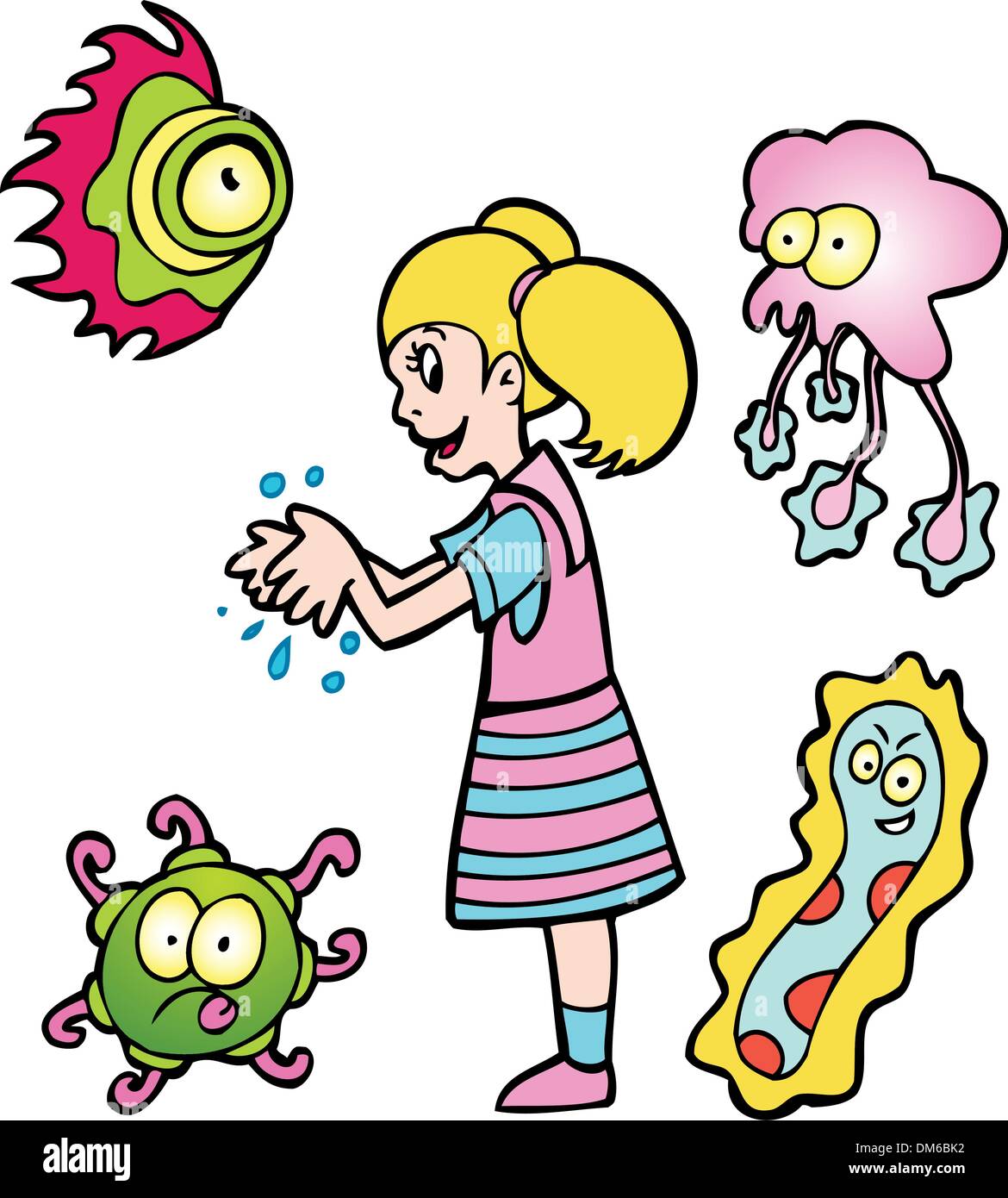 Girl Washing Hands Stock Vector