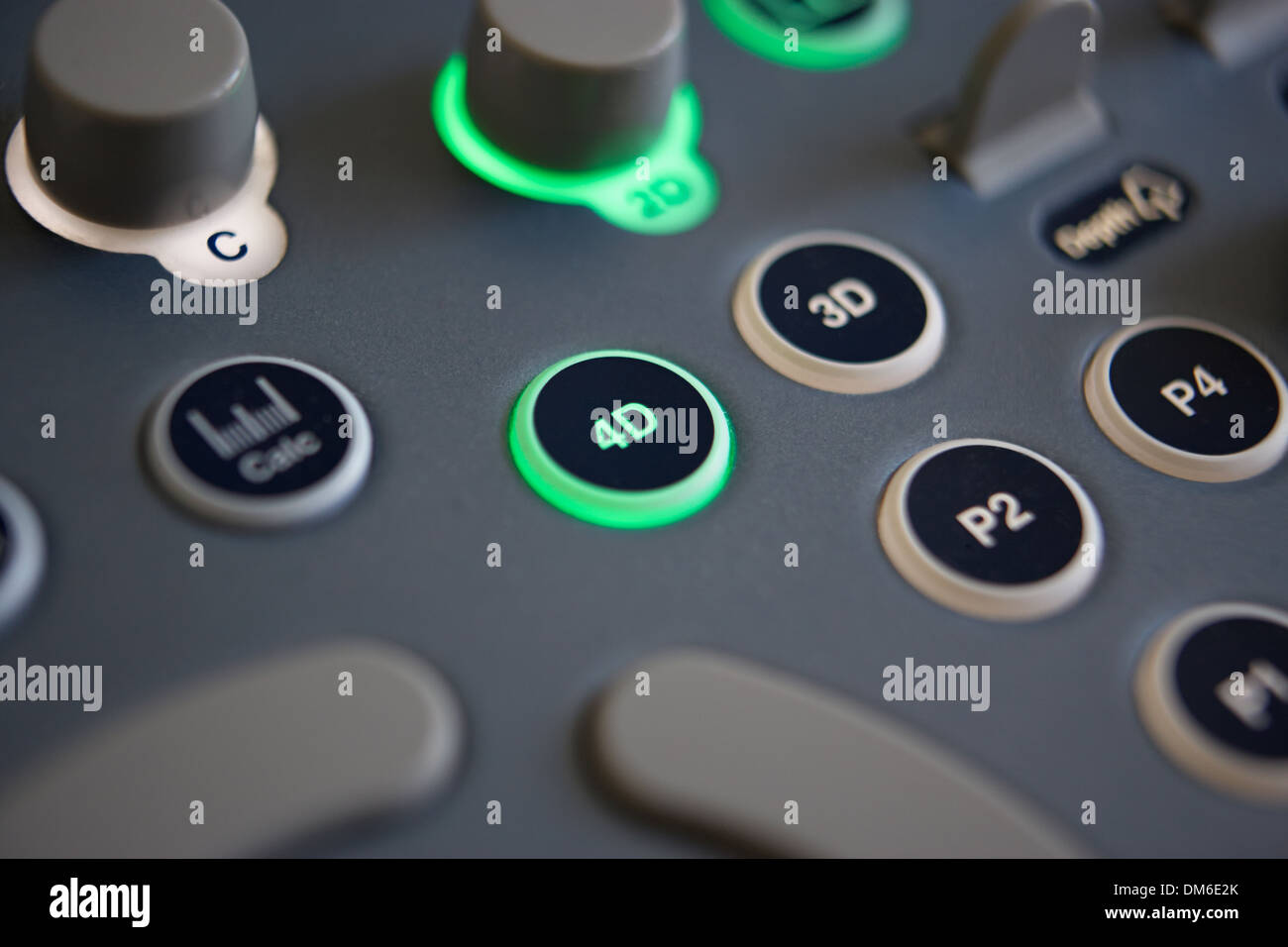 Close Up Of Controls On 4D Ultrasound Machine Stock Photo