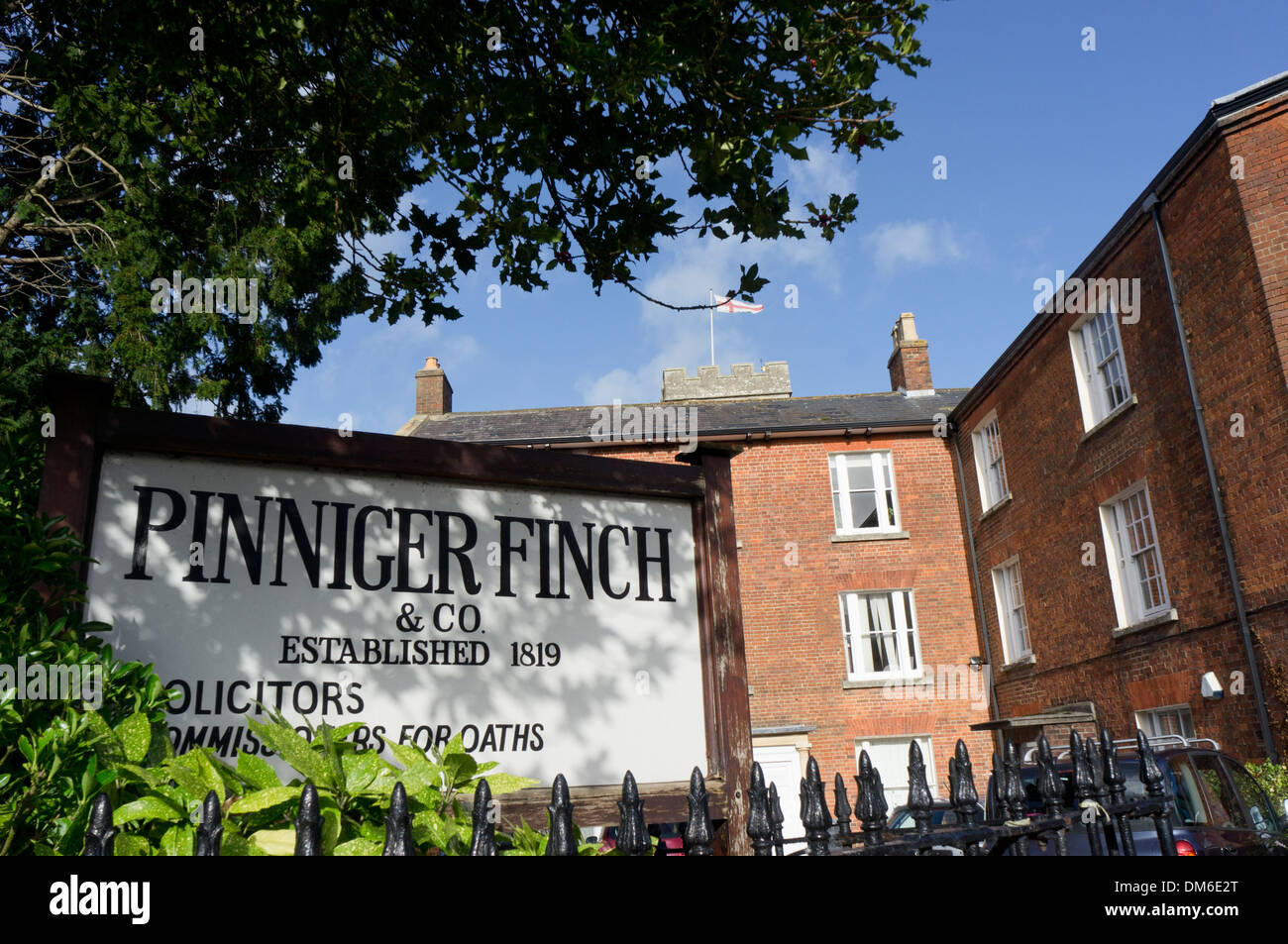 The premises of Pinniger Finch, Solicitors and Commissioners for Oaths in Westbury, Wiltshire, established in 1819. Stock Photo