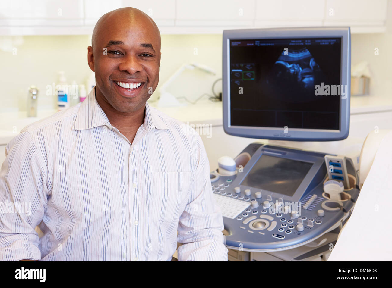 Portrait Of 4D Ultrasound Scanning Machine Operator Stock Photo