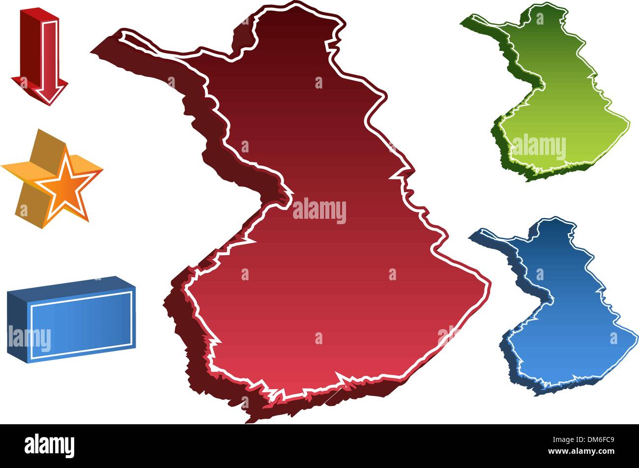 3D Finland Country Map Stock Vector