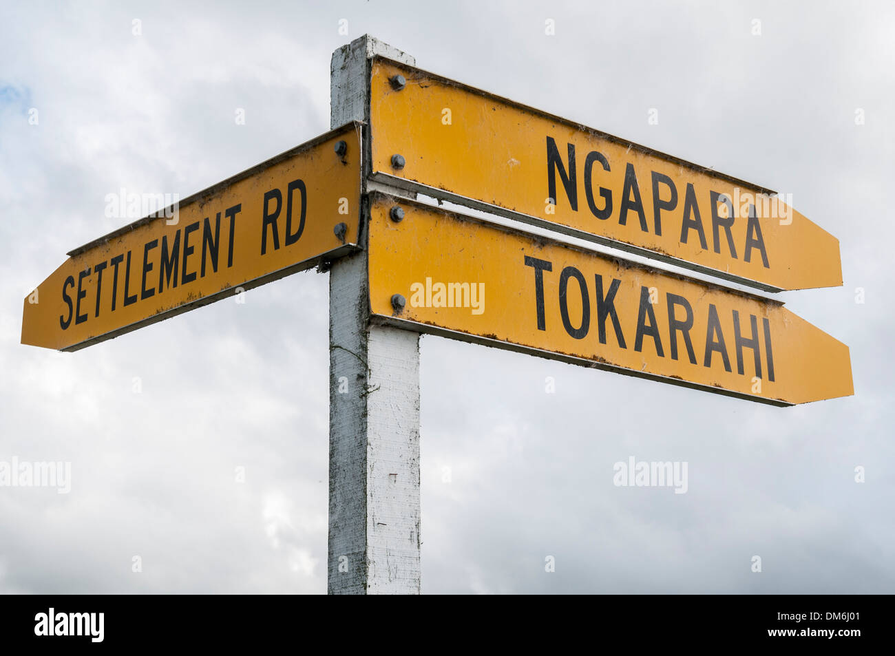 Road sign on the Ngapara Road in the Waitaki Valley, South Island, New Zealand. Stock Photo