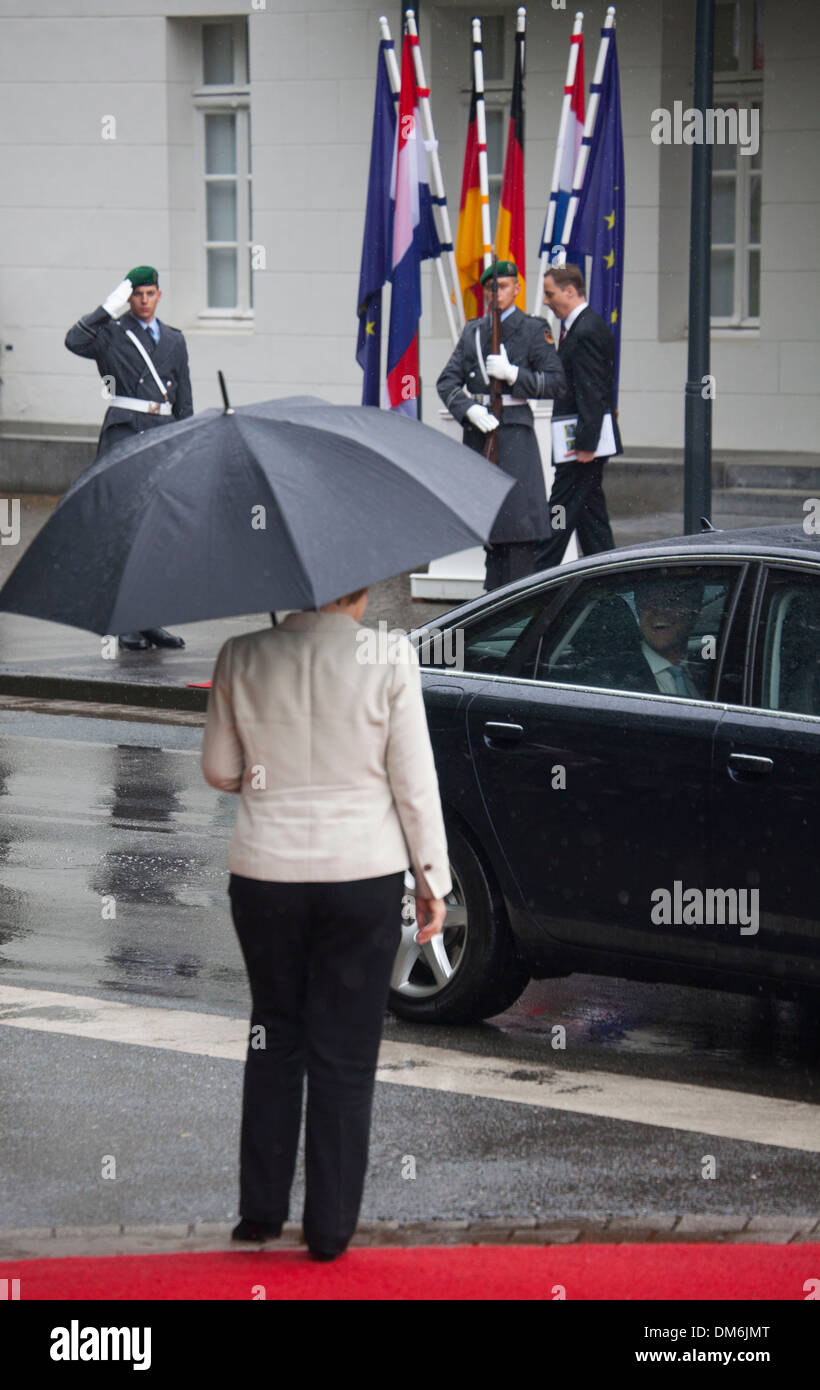 angela merkel meets the dutch prime minister Mark Rutte in Kleve, germany Stock Photo