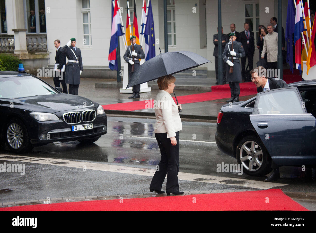 angela merkel meets the dutch prime minister Mark Rutte in Kleve, germany Stock Photo