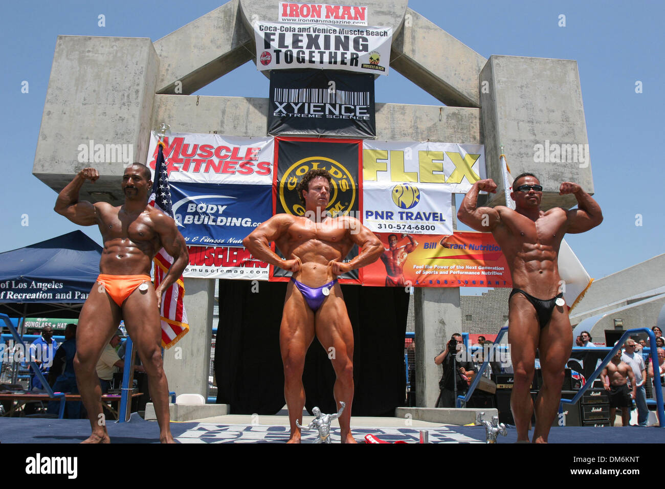 May 30, 2005; Venice, CA, USA; Contestants take part in the two-day 'Gold's Muscle Beach Venice Bodybuilding and Figure Classic' featuring male and female bodybuilders from around the world. The annual Memorial Day event also paid tribute to the armed forces and celebrated the 40th anniversary of Gold's Gym. Mandatory Credit: Photo by Lori Conn/ZUMA Press. (©) Copyright 2005 by Lor Stock Photo