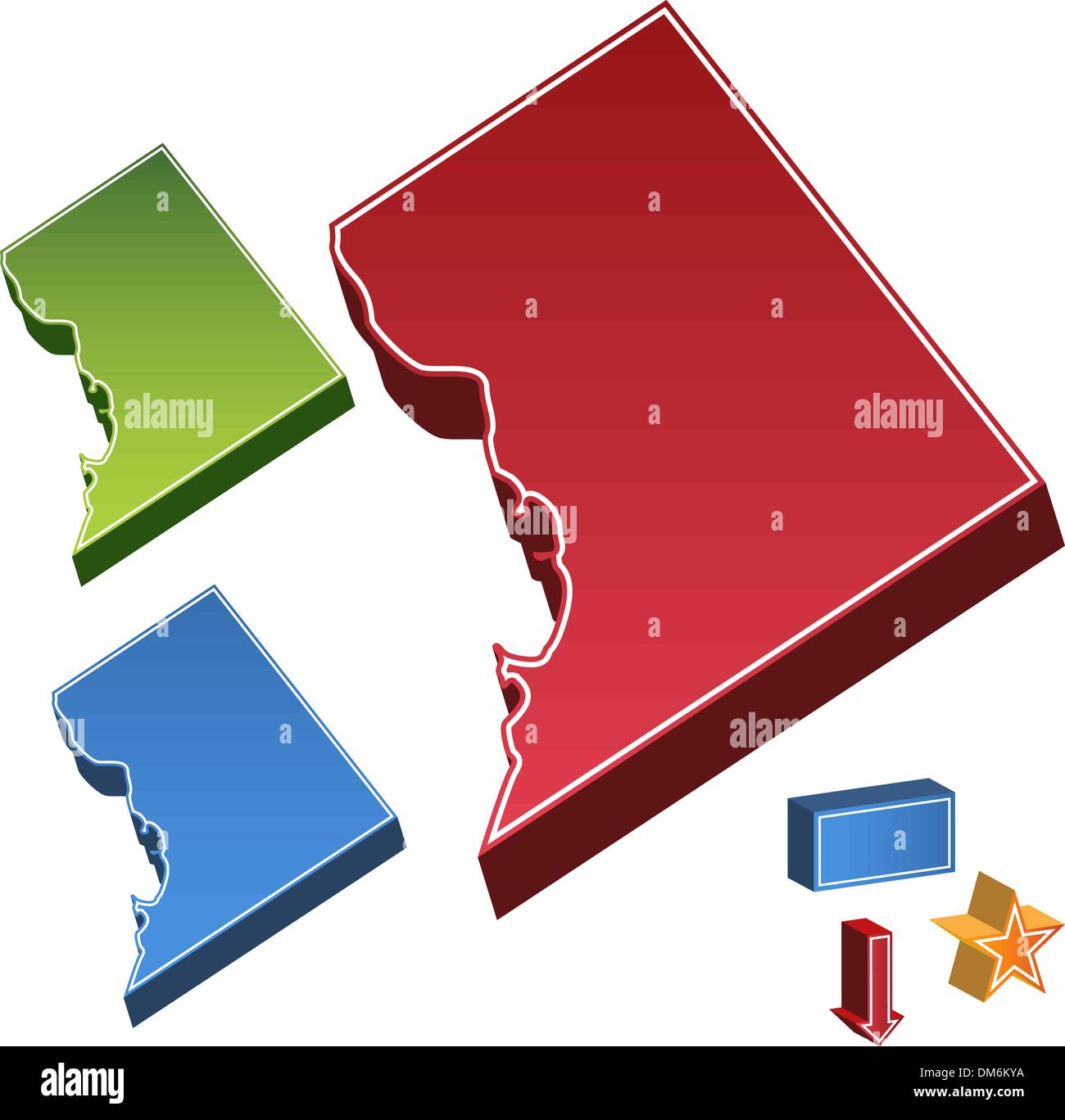 District of Columbia Map 3D Stock Vector